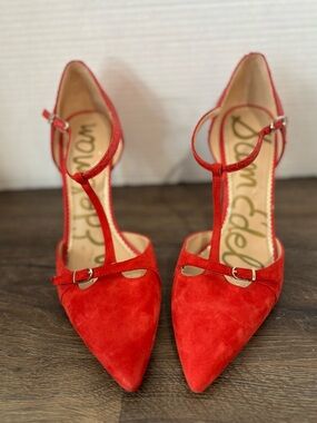 Sam Edelman Women's Harpar T-Strap Pumps Red Size 9